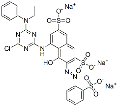 5-[[4-氯-6-(乙苯氨基)-1,3,5-三嗪-2-基]氨基]-4-羟基-3-[(2-磺酸苯基)偶氮]-2,7-二磺酸三钠 结构式