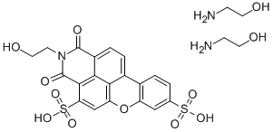2,3-二氢-2-(2-羟乙基)-1,3-二氧代-1H-占吨并[2,1,9-DEF]异喹啉二磺酸、2-氨基乙醇的化合物(1:2) 结构式
