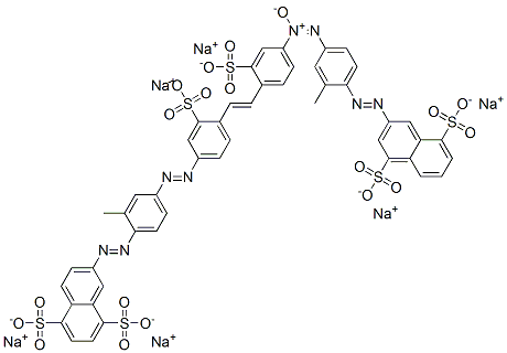 3-[[2-Methyl-4-[[4-[2-[4-[[3-methyl-4-[(5,8-disulfo-2-naphthalenyl)azo]phenyl]azo]-2-sulfophenyl]ethenyl]-3-sulfophenyl]-ONN-azoxy]phenyl]azo]-1,5-naphthalenedisulfonic acid hexasodium salt 结构式
