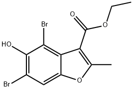 4,6-二溴-5-羟基-2-甲基苯并呋喃-3甲酸乙酯 结构式