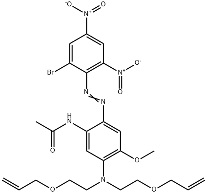 N-[5-[双[2-(2-丙烯氧基)乙基]氨基]-2-[(2-溴-4,6-二硝基苯基)偶氮]-4-甲氧基苯]乙酰胺 结构式