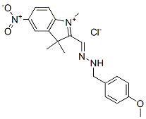 2-[[(4-methoxyphenyl)methylhydrazono]methyl]-1,3,3-trimethyl-5-nitro-3H-indolium chloride 结构式