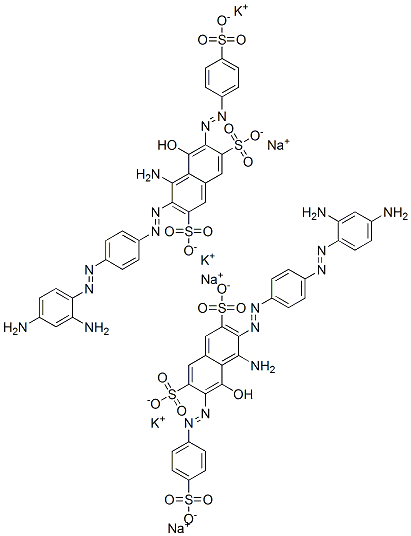 4-amino-3-[[4-[(2,4-diaminophenyl)azo]phenyl]azo]-5-hydroxy-6-[(4-sulphophenyl)azo]naphthalene-2,7-disulphonic acid, potassium sodium salt 结构式