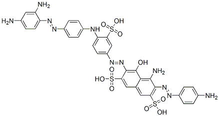 4-Amino-3-[(4-aminophenyl)azo]-6-[[4-[[4-[(2,4-diaminophenyl)azo]phenyl]amino]-3-sulfophenyl]azo]-5-hydroxy-2,7-naphthalenedisulfonic acid 结构式