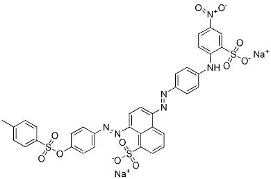 disodium 8-[[4-[[(4-methylphenyl)sulphonyl]oxy]phenyl]azo]-5-[[4-[(4-nitro-2-sulphonatophenyl)amino]phenyl]azo]naphthalene-1-sulphonate 结构式