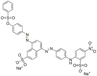 disodium 5-[[4-[(4-nitro-2-sulphonatophenyl)amino]phenyl]azo]-8-[[4-[(phenylsulphonyl)oxy]phenyl]azo]naphthalene-2-sulphonate 结构式