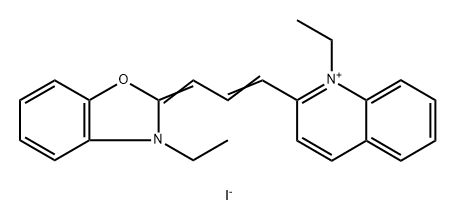 1-ethyl-2-[3-(3-ethyl-3H-benzoxazol-2-ylidene)prop-1-enyl]quinolinium iodide 结构式