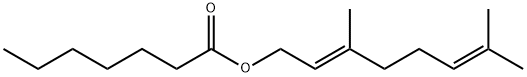 Heptanoic acid (E)-3,7-dimethyl-2,6-octadienyl ester 结构式