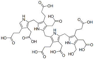 3-[2-[[4-(2-carboxyethyl)-5-[[4-(2-carboxyethyl)-5-[[4-(2-carboxyethyl)-3-(carboxymethyl)-1H-pyrrol-2-yl]methyl]-3-(carboxymethyl)-1H-pyrrol-2-yl]methyl]-3-(carboxymethyl)-1H-pyrrol-2-yl]methyl]-4-(carboxymethyl)-5-(hydroxymethyl)-1H-pyrrol-3-yl]propanoic acid 结构式