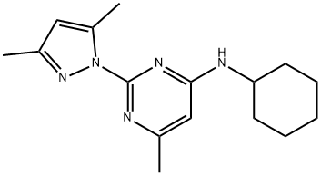N-环己基-N-[2-(3,5-二甲基吡唑-1-基)-6-甲基嘧啶-4-基]胺 结构式