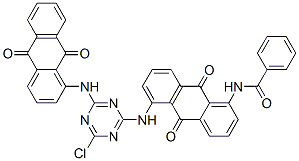 N-[5-[[4-chloro-6-[(9,10-dihydro-9,10-dioxo-1-anthryl)amino]-1,3,5-triazin-2-yl]amino]-9,10-dihydro-9,10-dioxo-1-anthryl]benzamide 结构式