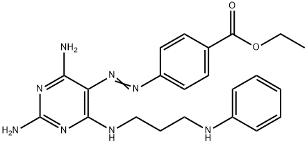 p-[[2,4-Diamino-6-[(3-anilinopropyl)amino]pyrimidin-5-yl]azo]benzoic acid ethyl ester 结构式