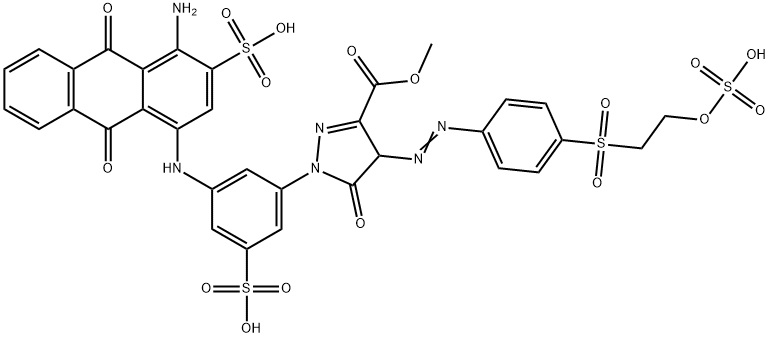 1-[3-[[(4-Amino-9,10-dihydro-9,10-dioxo-3-sulfoanthracen)-1-yl]amino]-5-sulfophenyl]-4,5-dihydro-5-oxo-4-[[4-[[2-(sulfooxy)ethyl]sulfonyl]phenyl]azo]-1H-pyrazole-3-carboxylic acid 3-methyl ester 结构式