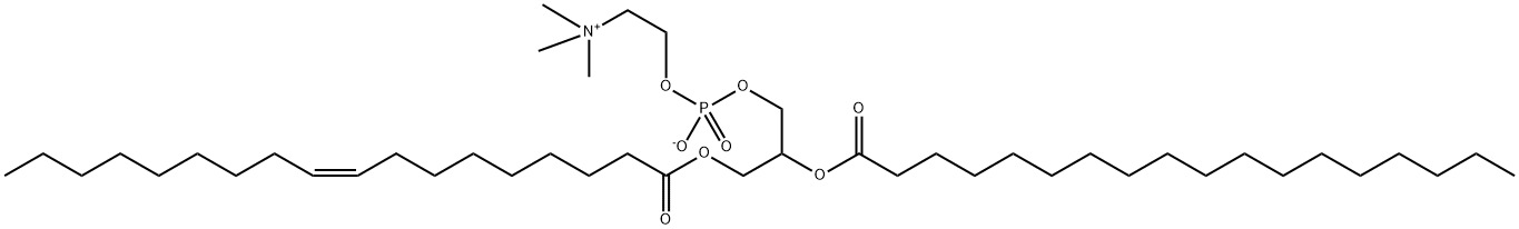 trimethyl-[2-[[2-octadecanoyloxy-3-[(Z)-octadec-9-enoyl]oxy-propoxy]-o xido-phosphoryl]oxyethyl]azanium 结构式