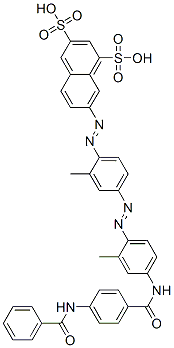 7-[[4-[[4-[[4-(Benzoylamino)benzoyl]amino]-2-methylphenyl]azo]-2-methylphenyl]azo]-1,3-naphthalenedisulfonic acid 结构式