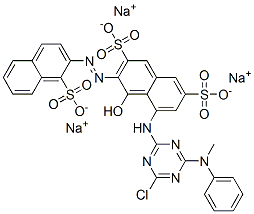 trisodium 5-[[4-chloro-6-(methylphenylamino)-1,3,5-triazin-2-yl]amino]-4-hydroxy-3-[(1-sulphonato-2-naphthyl)azo]naphthalene-2,7-disulphonate 结构式