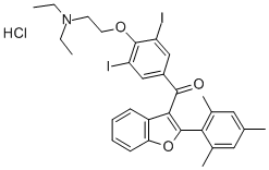 4-(2-(Diethylamino)ethoxy)-3,5-diiodophenyl 2-mesityl-3-benzofuranyl k etone hydrochloride 结构式