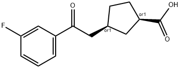 (1R,3S)-3-(2-(3-氟苯基)-2-氧乙基)环戊烷-1-羧酸 结构式