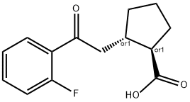 (1R,2S)-2-(2-(2-氟苯基)-2-氧乙基)环戊烷-1-羧酸 结构式