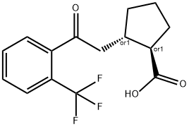 (1R,2S)-2-(2-氧代-2-(2-(三氟甲基)苯基)乙基)环戊烷-1-羧酸 结构式