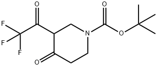 4-氧代-3-(三氟乙酰基)哌啶-1-甲酸叔丁酯 结构式