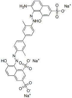 trisodium 8-[[4'-[(2-amino-8-hydroxy-6-sulphonato-1-naphthyl)azo]-3,3'-dimethyl[1,1'-biphenyl]-4-yl]azo]-7-hydroxynaphthalene-1,3-disulphonate 结构式