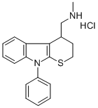 Thiopyrano(2,3-b)indole-4-methylamine, 2,3,4,9-tetrahydro-N-methyl-9-p henyl-, hydrochloride 结构式