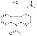 Thiopyrano(2,3-b)indole-4-methylamine, 2,3,4,9-tetrahydro-9-acetyl-N-m ethyl-, hydrochloride 结构式