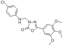 1,3,4-Oxadiazol-2(3H)-one, 3-(((4-chlorophenyl)amino)methyl)-5-(3,4,5- trimethoxyphenyl)- 结构式