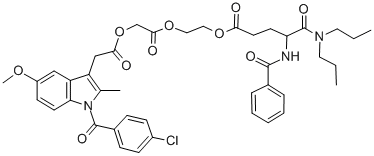 1H-Indole-3-acetic acid, 1-(4-chlorobenzoyl)-5-methoxy-2-methyl-, 2-(2 -((4-(benzoylamino)-5-(dipropylamino)-1,5-dioxopentyl)oxy)ethoxy)-2-ox oethyl ester, (+-)- 结构式