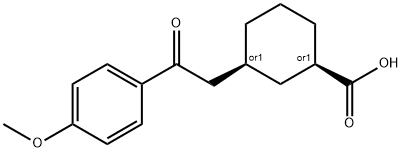 (1S,3R)-3-(2-(4-甲氧基苯基)-2-氧代乙基)环己烷-1-羧酸 结构式