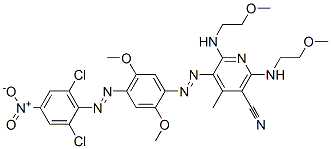 5-[[4-[(2,6-dichloro-4-nitrophenyl)azo]-2,5-dimethoxyphenyl]azo]-2,6-bis[(2-methoxyethyl)amino]-4-methylnicotinonitrile  结构式