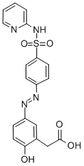 2-[(3Z)-6-oxo-3-[[4-(pyridin-2-ylsulfamoyl)phenyl]hydrazinylidene]-1-cyclohexa-1,4-dienyl]acetic acid 结构式