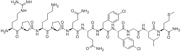 ARG-PRO-LYS-PRO-GLN-GLN-P-CHLORO-PHE-P-CHLORO-PHE-GLY-LEU-MET-NH2 结构式