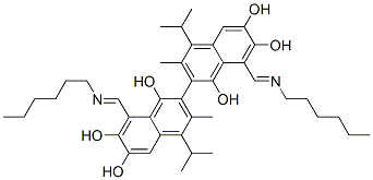 2,2'-Bi(8-hexyliminomethyl-4-isopropyl-3-methyl-1,6,7-naphthalenetriol) 结构式