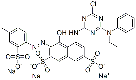 trisodium 5-[[4-chloro-6-(ethylphenylamino)-1,3,5-triazin-2-yl]amino]-4-hydroxy-3-[(4-methyl-2-sulphonatophenyl)azo]naphthalene-2,7-disulphonate 结构式