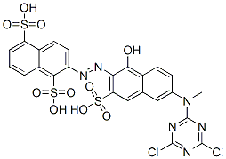 2-[[6-[(4,6-dichloro-1,3,5-triazin-2-yl)methylamino]-1-hydroxy-3-sulpho-2-naphthyl]azo]naphthalene-1,5-disulphonic acid 结构式