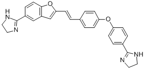 1H-Imidazole, 4,5-dihydro-2-(4-(4-(2-(5-(4,5-dihydro-1H-imidazol-2-yl) -2-benzofuranyl)ethenyl)phenoxy)phenyl)- 结构式