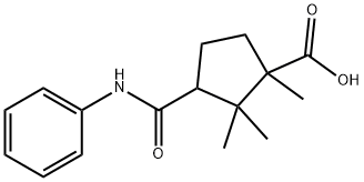 3-(Phenylaminocarbonyl)-1,2,2-trimethyl-1-cyclopentanecarboxylic acid 结构式
