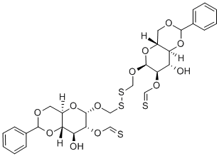 Bis(methyl 4,6-O-benzylidene-2-o-thiocarbonyl-alpha-D glucopyranoside) disulfide 结构式