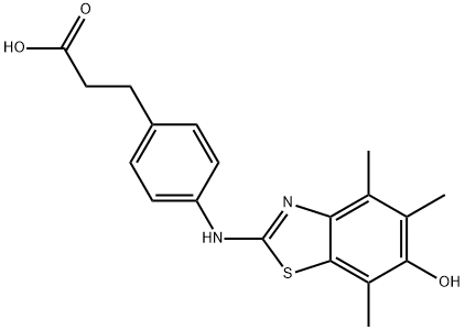 Benzenepropanoic  acid,  4-[(6-hydroxy-4,5,7-trimethyl-2-benzothiazolyl)amino]- 结构式