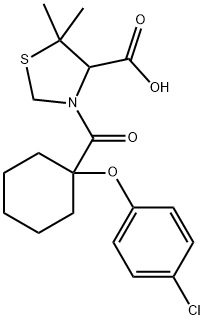 4-Thiazolidinecarboxylic acid, 3-(1-(p-chlorophenoxy)cyclohexylcarbony l)-5,5-dimethyl- 结构式