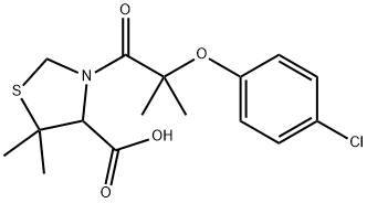 3-(2-(p-Chlorophenoxy)-2-methylpropionyl)-5,5-dimethyl-4-thiazolidinec arboxylic acid 结构式