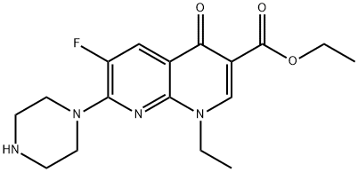 1-ETHYL-6-FLUORO-4-OXO-7-PIPERAZIN-1-YL-1,4-DIHYDRO-[1,8]NAPHTHYRIDINE-3-CARBOXYLIC ACID ETHYL ESTER 结构式