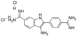 1H-Indole-6-carboximidamide, 3-amino-2-(4-(aminoiminomethyl)phenyl)-,  dihydrochloride 结构式