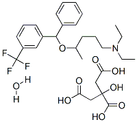 N,N-diethyl-4-[phenyl-[3-(trifluoromethyl)phenyl]methoxy]pentan-1-amin e, 2-hydroxypropane-1,2,3-tricarboxylic acid, hydrate 结构式