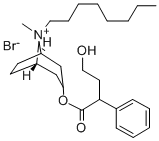 3-Hydroxy-8-octyl-1-alpha-H,5-alpha-H-tropanium bromide 4-hydroxy-2-ph enylbutanoate 结构式