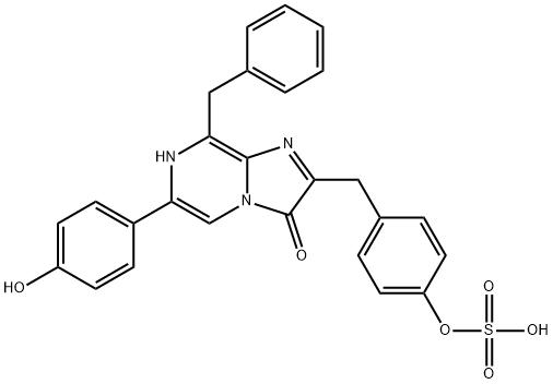 Imidazo[1,2-a]pyrazin-3(7H)-one,  6-(4-hydroxyphenyl)-8-(phenylmethyl)-2-[[4-(sulfooxy)phenyl]methyl]- 结构式