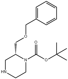 (R)-2-苄氧基甲基-1-BOC-哌嗪 结构式