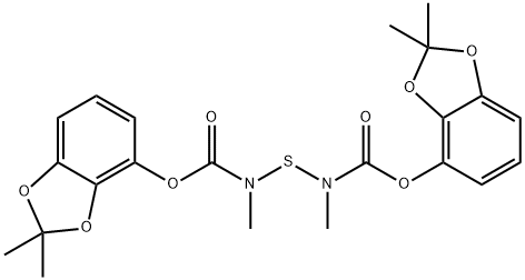 (2,2-dimethylbenzo[1,3]dioxol-4-yl) N-[(2,2-dimethylbenzo[1,3]dioxol-4 -yl)oxycarbonyl-methyl-amino]sulfanyl-N-methyl-carbamate 结构式